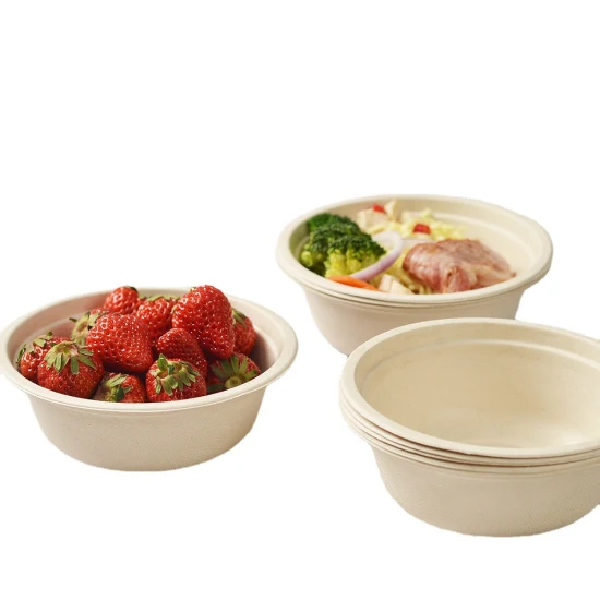 Degradable Sugarcane Bagasse Disposable Cutlery Fast Food Takeout Disposable Tableware Food Container Fit for Variety Occasion